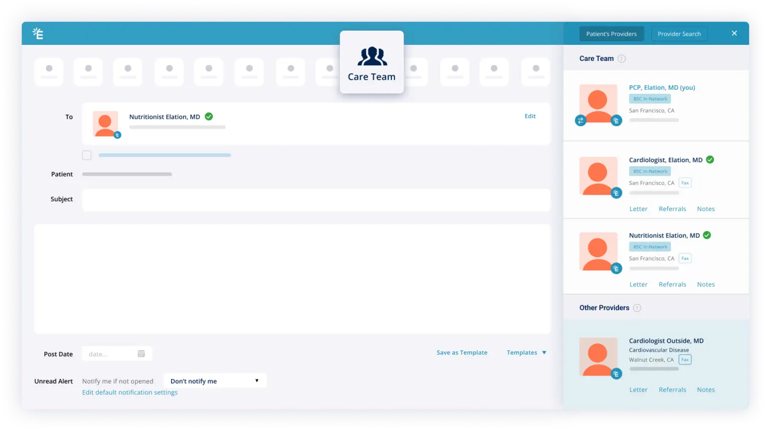 Referral management dashboard graphic in Elation EHR