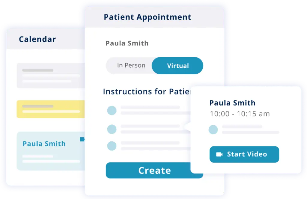 screenshots of patient appointment reminders for Elation Telehealth